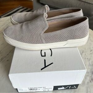 Via Spiga Galea Suede Perforated Slip-On Sneakers, Ash - Size 6.5